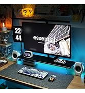 ROCDEER Bamboo Monitor Stand Riser with RGB Lights,31.5 Inches Desktop Shelf with Acrylic Legs Su...