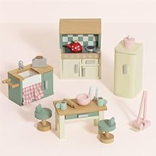 me059 dolls house kitchen furniture cream green sustainable gift