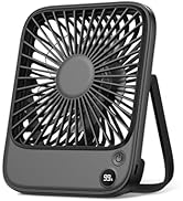 TOPK 5000mAh Portable Desk Fan Rechargeable, Battery Operated Desktop Fan, Quiet Thin Personal Fa...