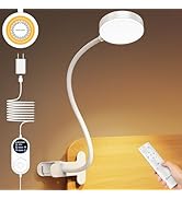 Glocusent 72 LED Clip on Lamp with Remote, Reading Light with Amber Ring, 3 Colors &amp; 5 Dimmable B...