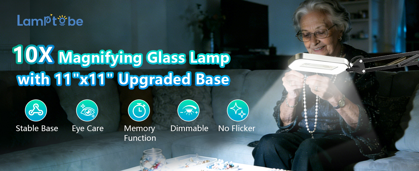 Desk magnifying lamp magnifying glass with light for crafts with Square stand clamp