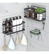 Carwiner Shower Shelf Deep Caddy 3-Pack basket with 10 Hooks &amp; Soap Dish Holder, SUS304 Stainless...