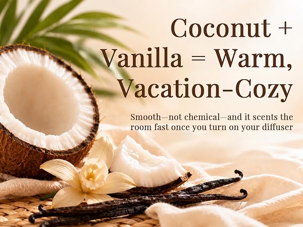 Smooth—not chemical—and it scents the room fast once you turn on your diffuser