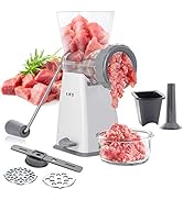 LHS Manual Meat Grinder with Stainless Steel Blades Heavy Duty Powerful Suction Base for Home Use...