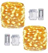 TingMiao Fairy Lights Battery Operated String Lights with Remote Control Timer, 33Ft 100 LED Wate...