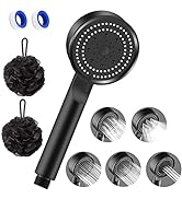 Besititli High Pressure Shower Head 5-Spray Setting Handheld Showerhead with Bath Loofah, Luxury ...
