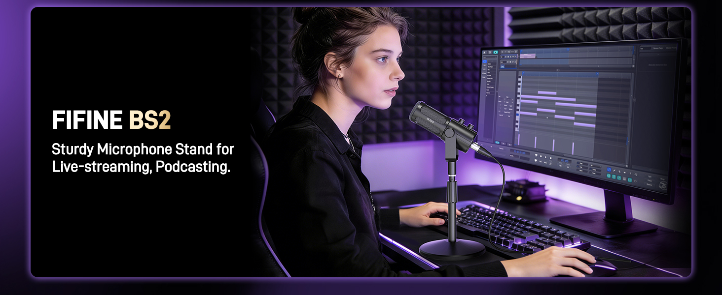 sturdy microphone stand for streaming podcasting