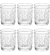 Bekith 6 Pack Drinking Glasses, 9.5 oz Romantic Water Glasses Tumblers, Heavy Duty Vintage Glassw...