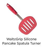 Kitchen Mama WALTZGRIP Platinum Silicone Pancake Spatula Turner: Heat-Resistant, Wide Slotted Tap