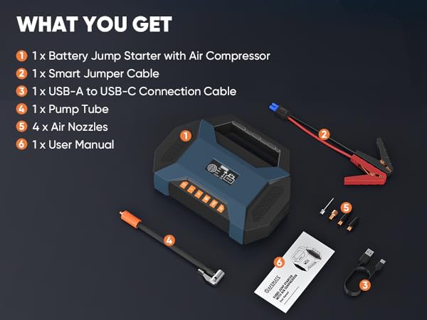 air compressor and jump starter combo