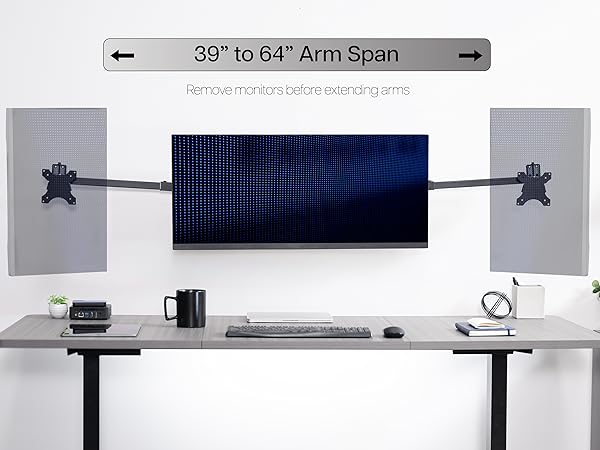 Telescoping Triple Monitor Desk Mount