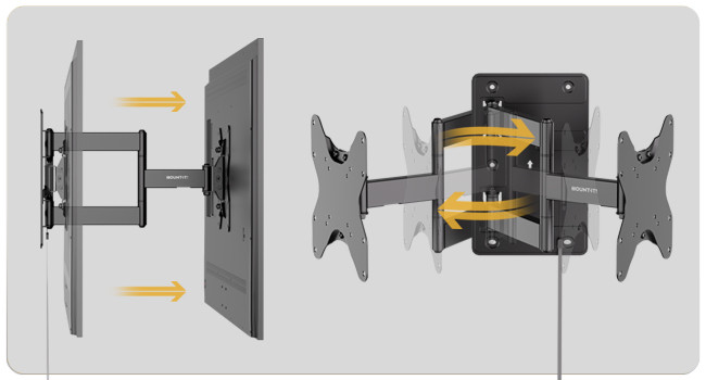 RV TV wall mount with extend and swivel viewing adjustment