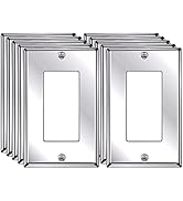 [10 Pack] BESTTEN 1-Gang Bright Polished Stainless Steel Decorator Wall Plate, Solid Metal Decor ...
