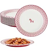 30 Pcs Disposable Paper Plates, 10 inch Red Horse-shaped Round Disposable Plate, Microwaveable Pa...