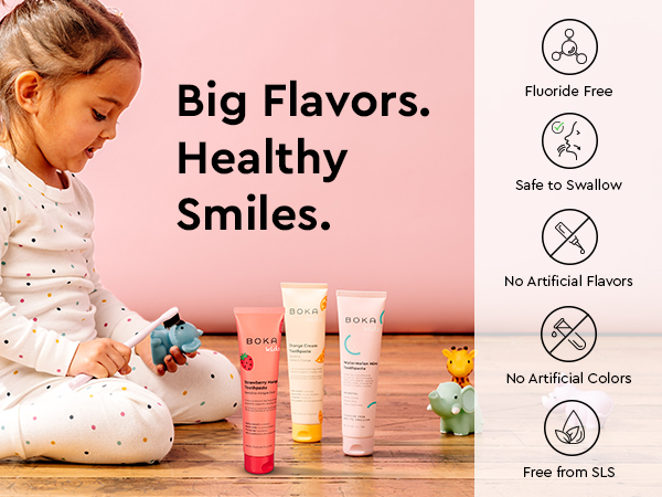 Text reads, Big flavors. Healthy smiles.