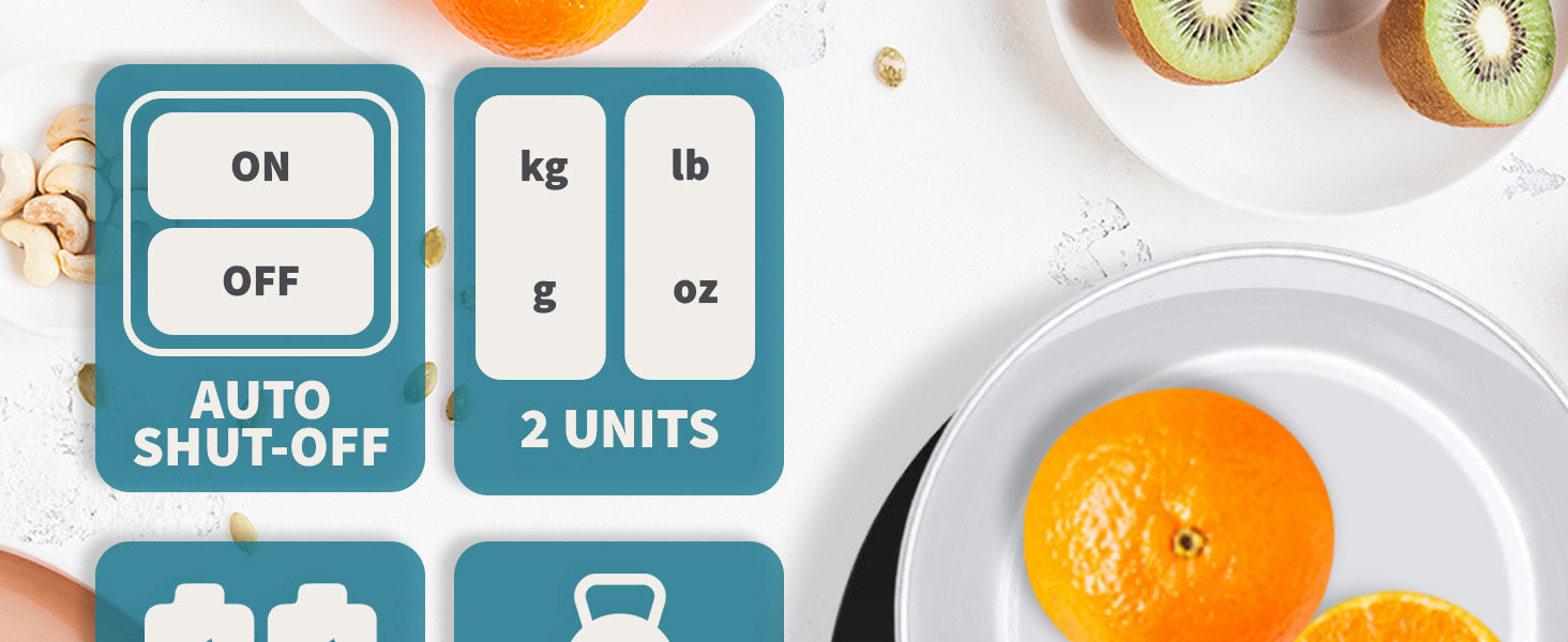 Smart Weigh Digital Kitchen Scale weighing oranges auto shut off on off kg lb g oz