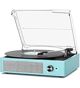 Vinyl Record Player with 2 Stereo Speakers Belt-Driven Vintage Turntables 3 Speed 3 Size Wireless...