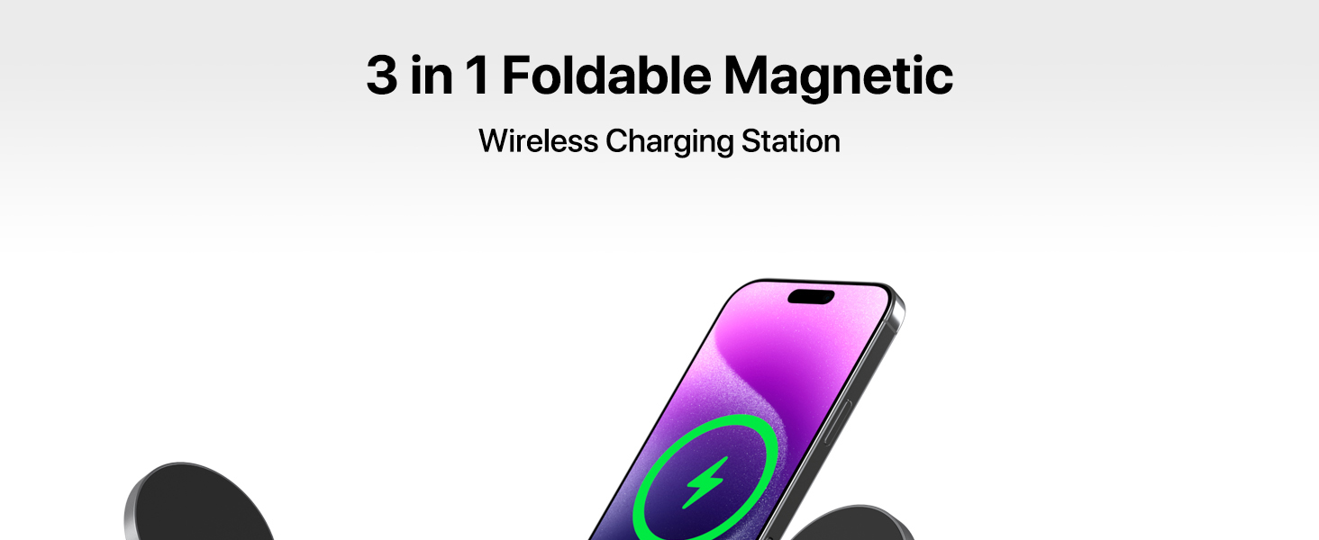 foldable magnetic 3 in 1 wireless charging station