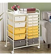 ARLIME 15-Drawer Storage Cart, 15 Drawer Trolley, Rolling Organizer Cart, Scrapbook Paper Organiz...