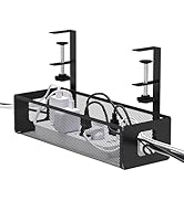 DELAMU Under Desk Cable Management Tray - Cable Management Tray No Drill with F-Clamp Design, Met...