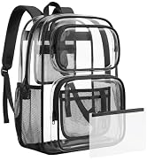mommore Clear Backpack Set for School, Large Heavy Duty Transparent Bookbag with Pencil Bag for B...