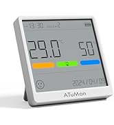 ATuMan THse Digital Thermo-Hygrometer with High-Precision Sensor, 4.3'' Large LCD Display &amp; Long ...