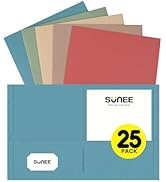 SUNEE Folders with Pockets(25 Pack, Retro Colors), 2 Pocket Folders Fit Letter Size Paper, Paper ...