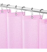 Seenus Waterproof Plastic Dreamy Pink Glitter Shower Curtain, Sparkle PEVA Shower Curtain Liner w...