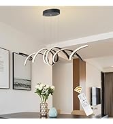 Qcyuui Modern LED Chandeliers Dimmable Pendant Lights with Remote 38W Aluminium Pendant Lamp Fixt...