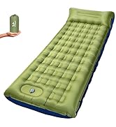 Pretyw Sleeping Pad for Camping - 5.5" Ultra-Thick Camping Mattress with Pillow, Built-in Foot Pu...