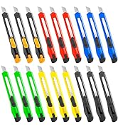 TIFICAL 18 Pack Box Cutter Retractable, Utility Knife with 9MM Snap-Off Blade, Lightweight Razor ...