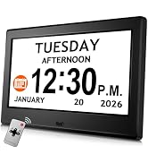 7'' Digital Clock, Dementia Clock With Date And Time, 10 Reminders, 6 Alarms, Auto-Dimming, Auto ...