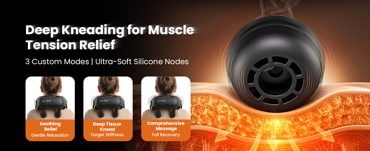 Neck and shoulder massager deep kneading for muscle tension relief