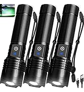 Rechargeable Flashlights 3 Pack, Super Bright 99000 High Lumens Led Flashlight, 5 Modes Linternas...