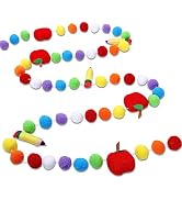 AnyDesign 8.2 Feet Back to School Felt Banner Cute 3D Pencil Apples Garland Colorful Pompom Hangi...