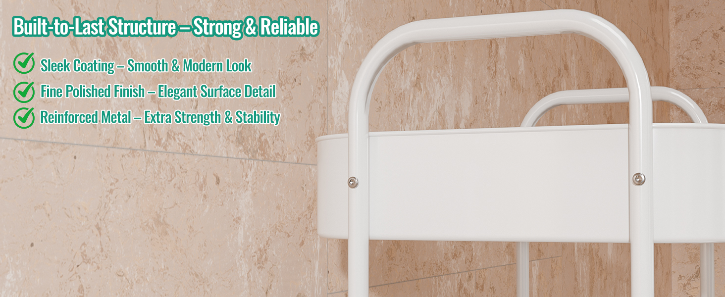 3-Tier Metal Rolling Cart