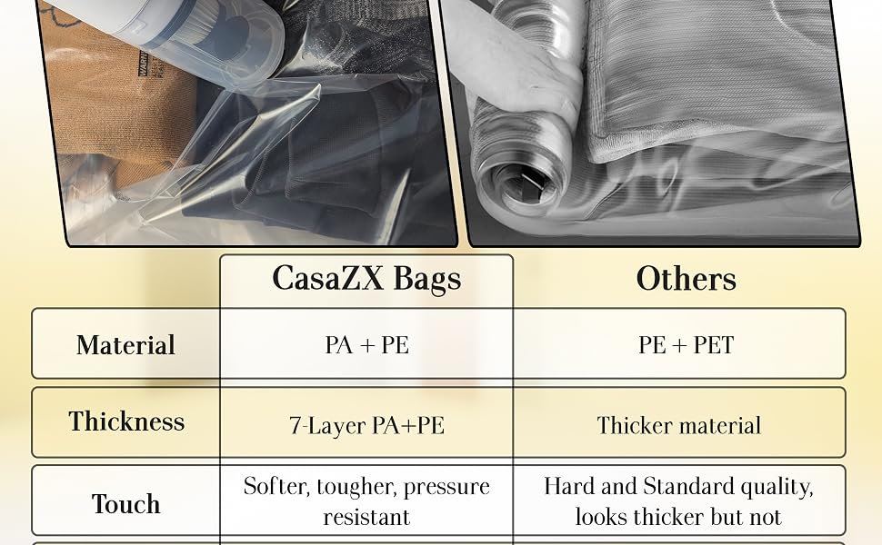 CasaZX vacuum storage bags material comparison versus ordinary bags