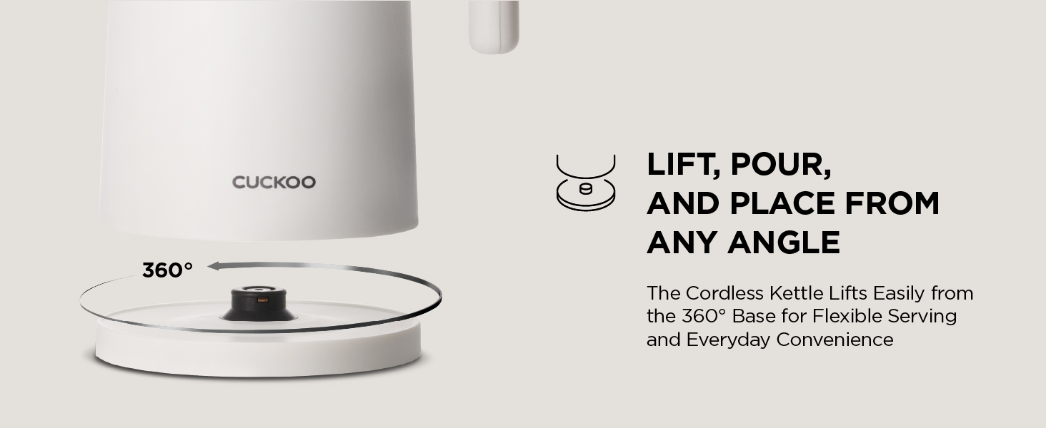 Cordless electric kettle with 360 swivel base and one touch lid, small countertop tea maker