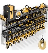 POKIPO Large Power Tool Organizer Wall Mount, Heavy Duty 4 Tier 12 Drill Holder, Garage Tool Orga...