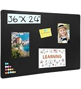 Bulletin Board, 36 X 24 inches Cork Board with 20 Pushpin, Felt Cork Board Notice Pin Board, Self...