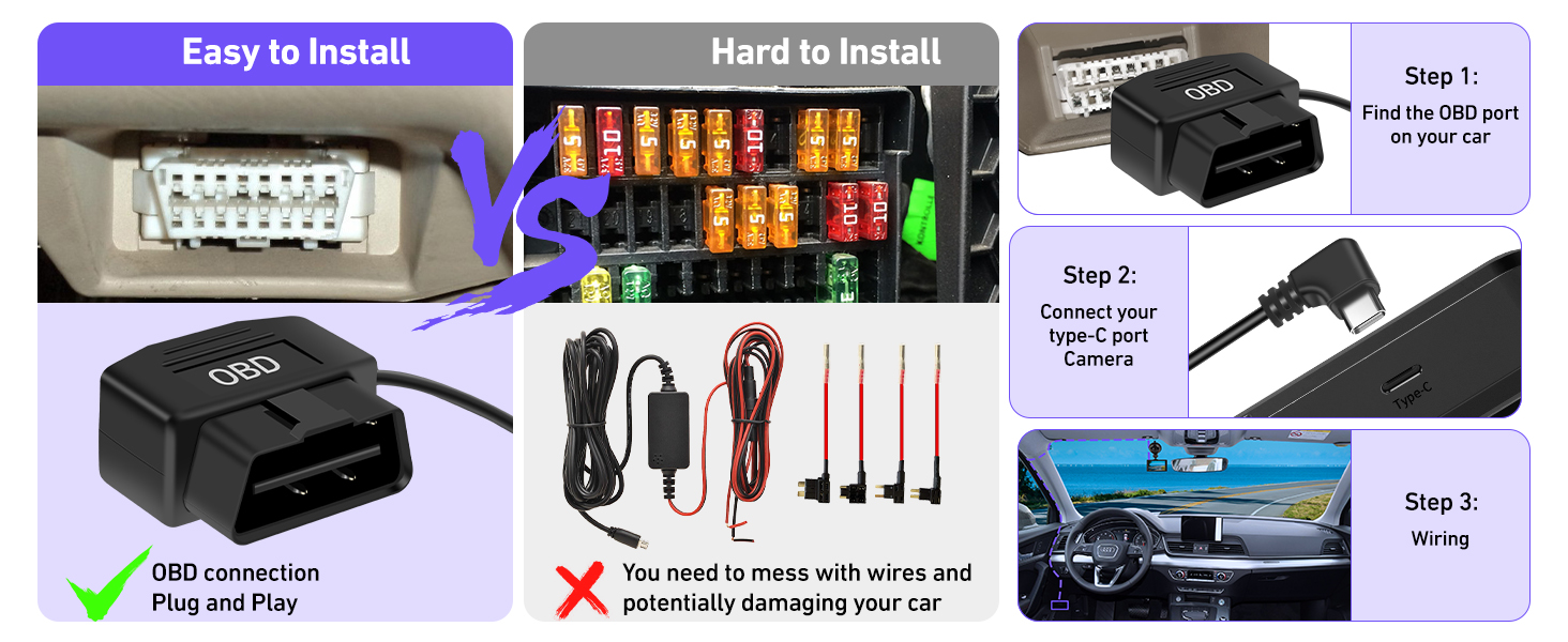 obd power adapter for dash cam