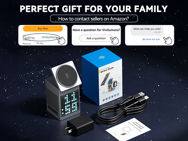 Birthday gift wireless charging station with alarm