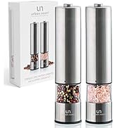 Electric Salt and Pepper Grinder Set - Battery Operated Stainless Steel Mill with Light (Pack of ...