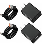 2-Pack 5V3A [Black] Power Adapter UL Certified(5 ft Type C Cable Included), USB Wall Charger Bloc...
