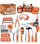 CASRRA Kids Tool Set Toddlers Tool Kit Kids Toddlers Tool Belt 3 4 5 Year Old Construction Tools ...