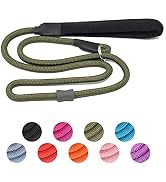 Strong Slip Rope Dog Training Leash (4ft) - Heavy Duty Durable Braided Nylon Lead with Rubber Sto...