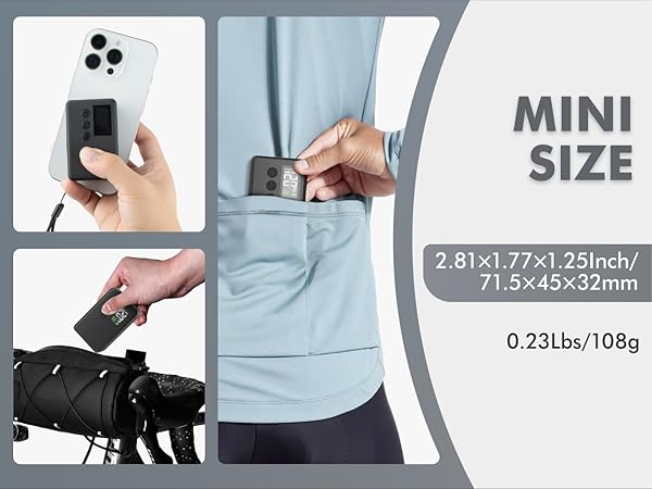 Mini Electric Bike Tire Air Pump with Gauge for Presta Schrader Bicycle Inflator