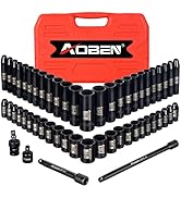 AOBEN 1/4-Inch Drive Impact Socket Set, 54 Pieces, 6 Point, SAE/Metric, Deep/Standard, Cr-V Steel...