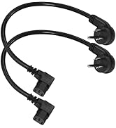 [2PACK] 1FT 90 Degree Replacement Computer Monitor Power Cord - Low Profile Flat Plug NEMA 5-15P ...