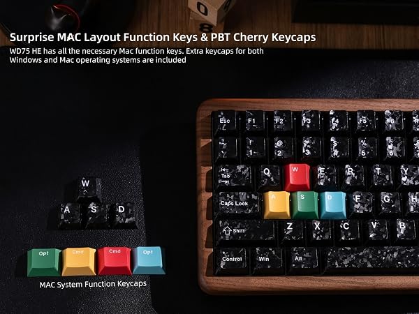 75% Hall Effec Keyboard Wood, Mechanical Keyboard Wireless Rapid Trigger Gaming Custom Keyboard